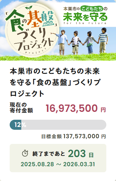 本巣市のこどもたちの未来を守る「食の基盤」づくりプロジェクト