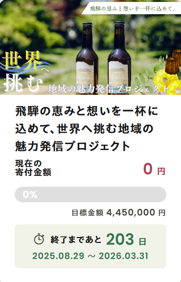 飛騨の恵みと想いを一杯に込めて、世界へ挑む地域の魅力発信プロジェクト