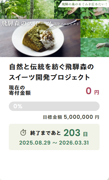 自然と伝統を紡ぐ飛騨森のスイーツ開発プロジェクト